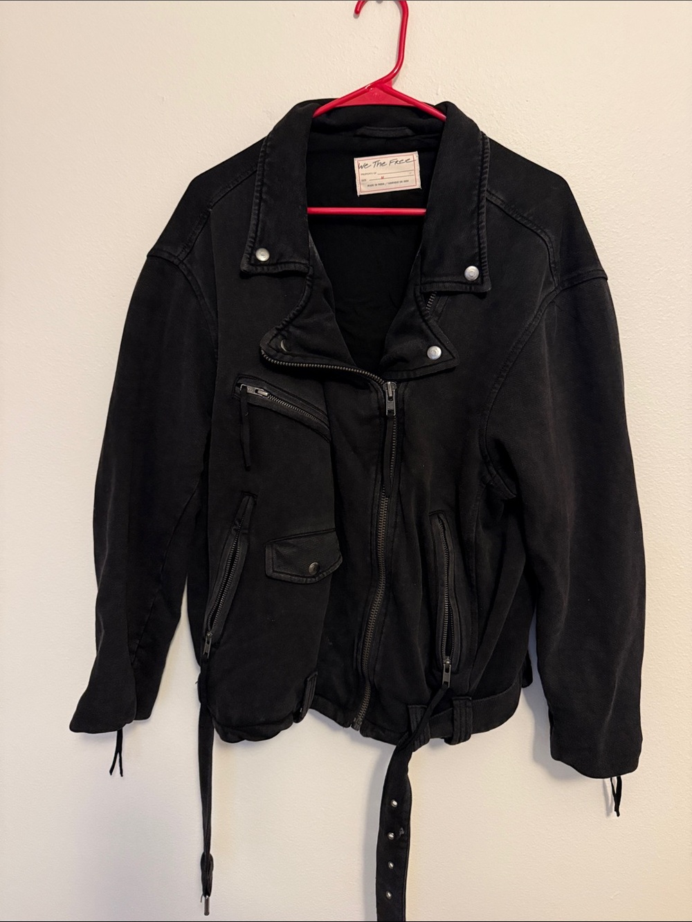 We The Free Black Bomber Moto Jacket